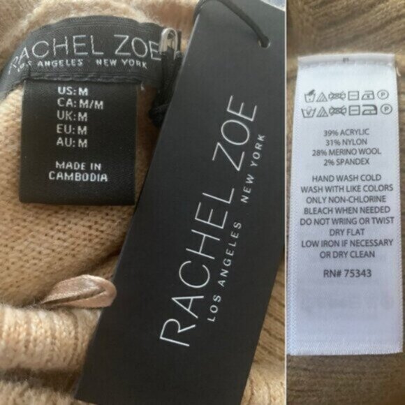 Rachel Zoe Camel Turtleneck Knee Length Sweater Dress - Picture 16 of 16